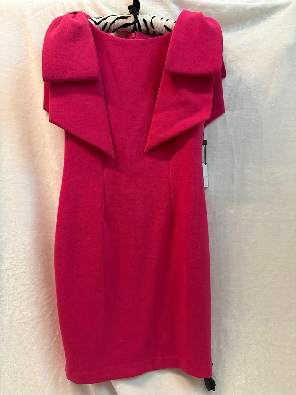 Hot Pink Bow-Shoulder Sheath Dress - Women's